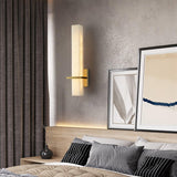 Fitting LED | Modern Vertical LED Wall Sconce with Brass Accent Lighting