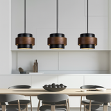 Fitting LED | Modern Wood LED Pendant Light Triple Hanging Ceiling Lamp