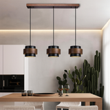 Fitting LED | Modern Wood LED Pendant Light Triple Hanging Ceiling Lamp