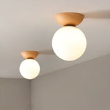Fitting LED | Modern Wood and Glass Ceiling Light for Warm Minimalist Lighting