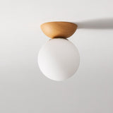 Fitting LED | Modern Wood and Glass Ceiling Light for Warm Minimalist Lighting