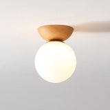 Fitting LED | Modern Wood and Glass Ceiling Light for Warm Minimalist Lighting