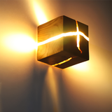 Fitting LED | Modern Wooden Cube Wall Light with Warm LED Accent Lighting