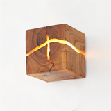 Fitting LED | Modern Wooden Cube Wall Light with Warm LED Accent Lighting