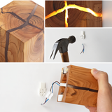 Fitting LED | Modern Wooden Cube Wall Light with Warm LED Accent Lighting