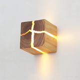 Fitting LED | Modern Wooden Cube Wall Light with Warm LED Accent Lighting