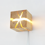 Fitting LED | Modern Wooden Cube Wall Light with Warm LED Accent Lighting