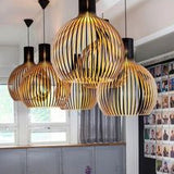 Fitting LED | Modern Wooden Slat Pendant Light for Warm Decorative Lighting
