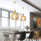 Fitting LED | Modern Wooden Slat Pendant Light for Warm Decorative Lighting