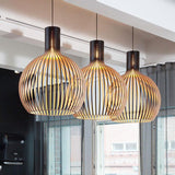 Fitting LED | Modern Wooden Slat Pendant Light for Warm Decorative Lighting