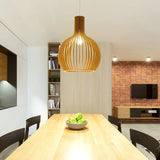 Fitting LED | Modern Wooden Slat Pendant Light for Warm Decorative Lighting