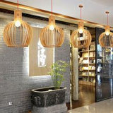 Fitting LED | Modern Wooden Slat Pendant Light for Warm Decorative Lighting