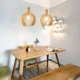 Fitting LED | Modern Wooden Slat Pendant Light for Warm Decorative Lighting