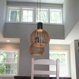 Fitting LED | Modern Wooden Slat Pendant Light for Warm Decorative Lighting