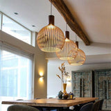 Fitting LED | Modern Wooden Slat Pendant Light for Warm Decorative Lighting