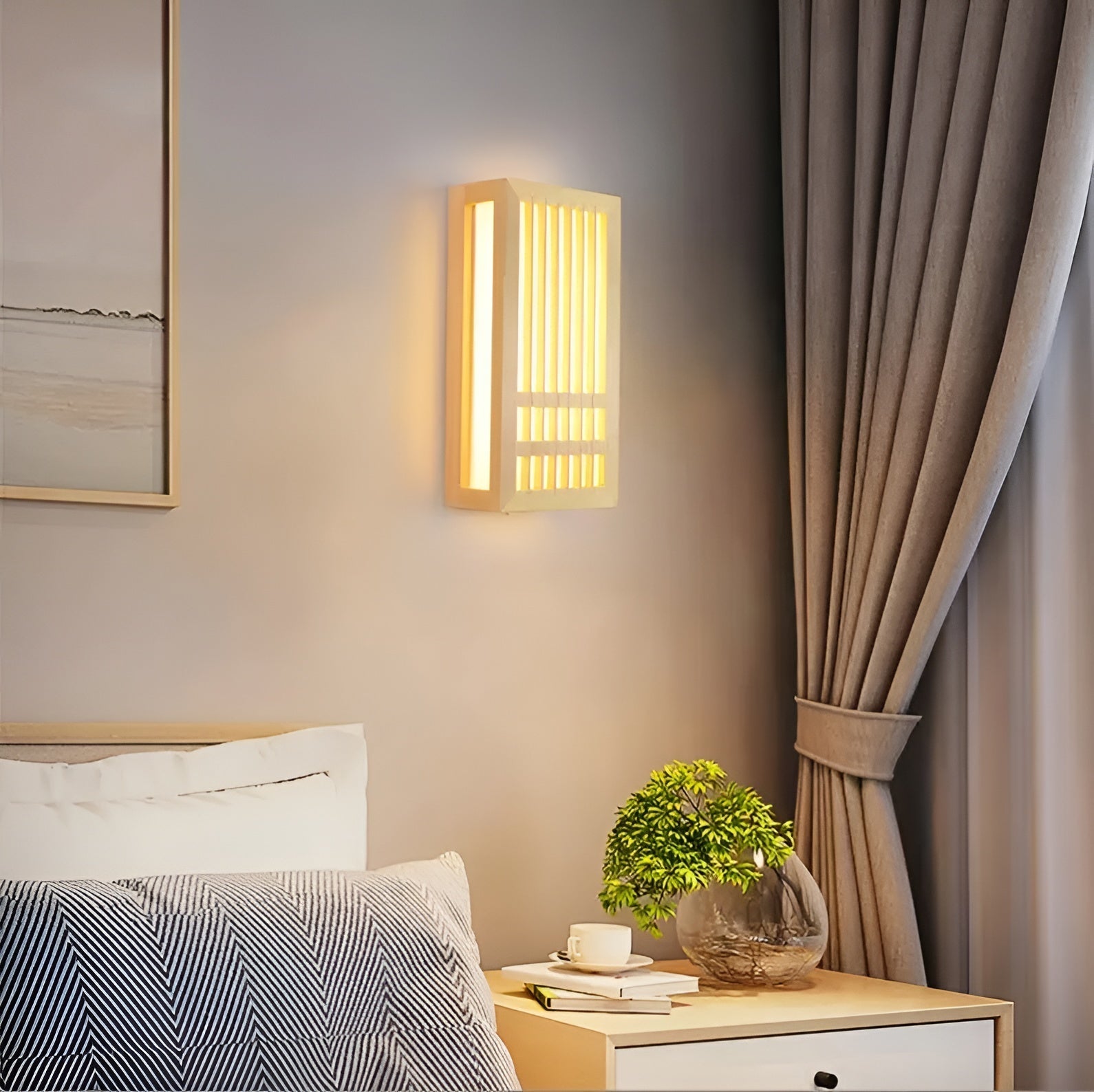 Fitting LED | Modern Wooden Wall Sconce with Soft LED Ambient Lighting