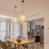 Fitting LED | Natural Rattan LED Pendant Light Woven Hanging Ceiling Lamp