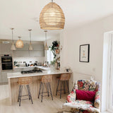 Fitting LED | Natural Rattan LED Pendant Light Woven Hanging Ceiling Lamp