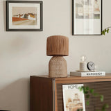 Fitting LED | Natural Rattan Table Lamp Boho Woven Bedside Light