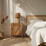 Fitting LED | Natural Rattan Table Lamp Boho Woven Bedside Light