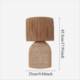 Fitting LED | Natural Rattan Table Lamp Boho Woven Bedside Light