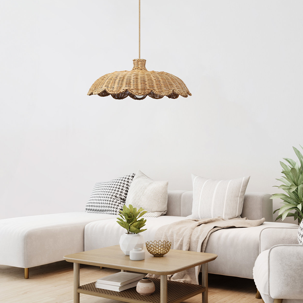 Fitting LED | Natural Woven LED Pendant Light Boho Hanging Ceiling Lamp