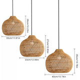 Fitting LED | Natural Woven Rattan LED Pendant Light Boho Hanging Ceiling Lamp
