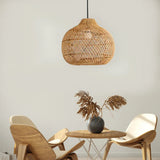 Fitting LED | Natural Woven Rattan LED Pendant Light Boho Hanging Ceiling Lamp