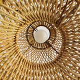 Fitting LED | Natural Woven Rattan LED Pendant Light Boho Hanging Ceiling Lamp