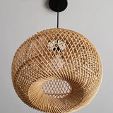 Fitting LED | Natural Woven Rattan LED Pendant Light Boho Hanging Ceiling Lamp