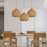 Fitting LED | Natural Woven Rattan LED Pendant Light Boho Hanging Ceiling Lamp