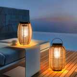 Fitting LED | Solar Rattan LED Lantern Waterproof Outdoor Garden Table Lamp
