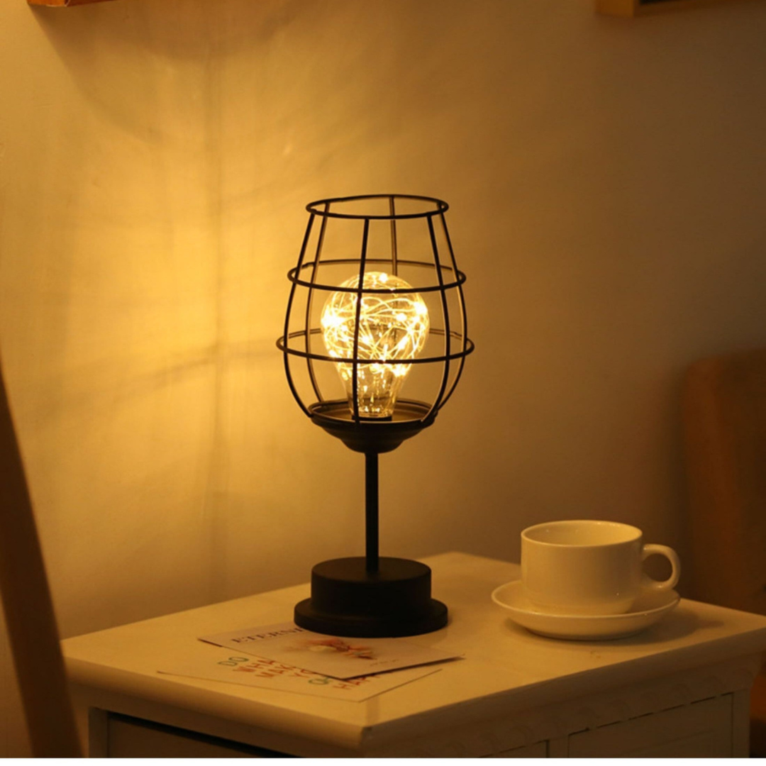 Fitting LED | Vintage Cage LED Table Lamp Decorative Ambient Desk Light