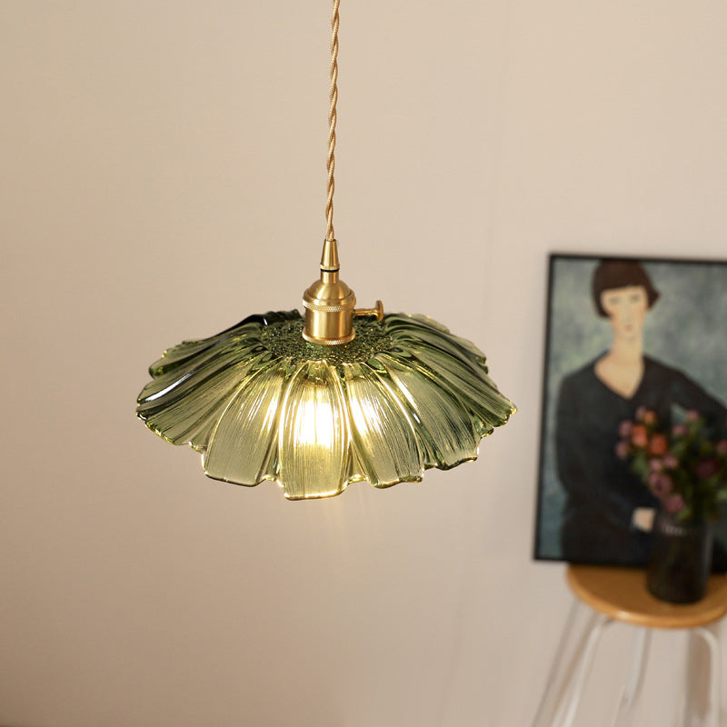 Fitting LED | Vintage Glass Flower Pendant Light for Elegant Decorative Lighting