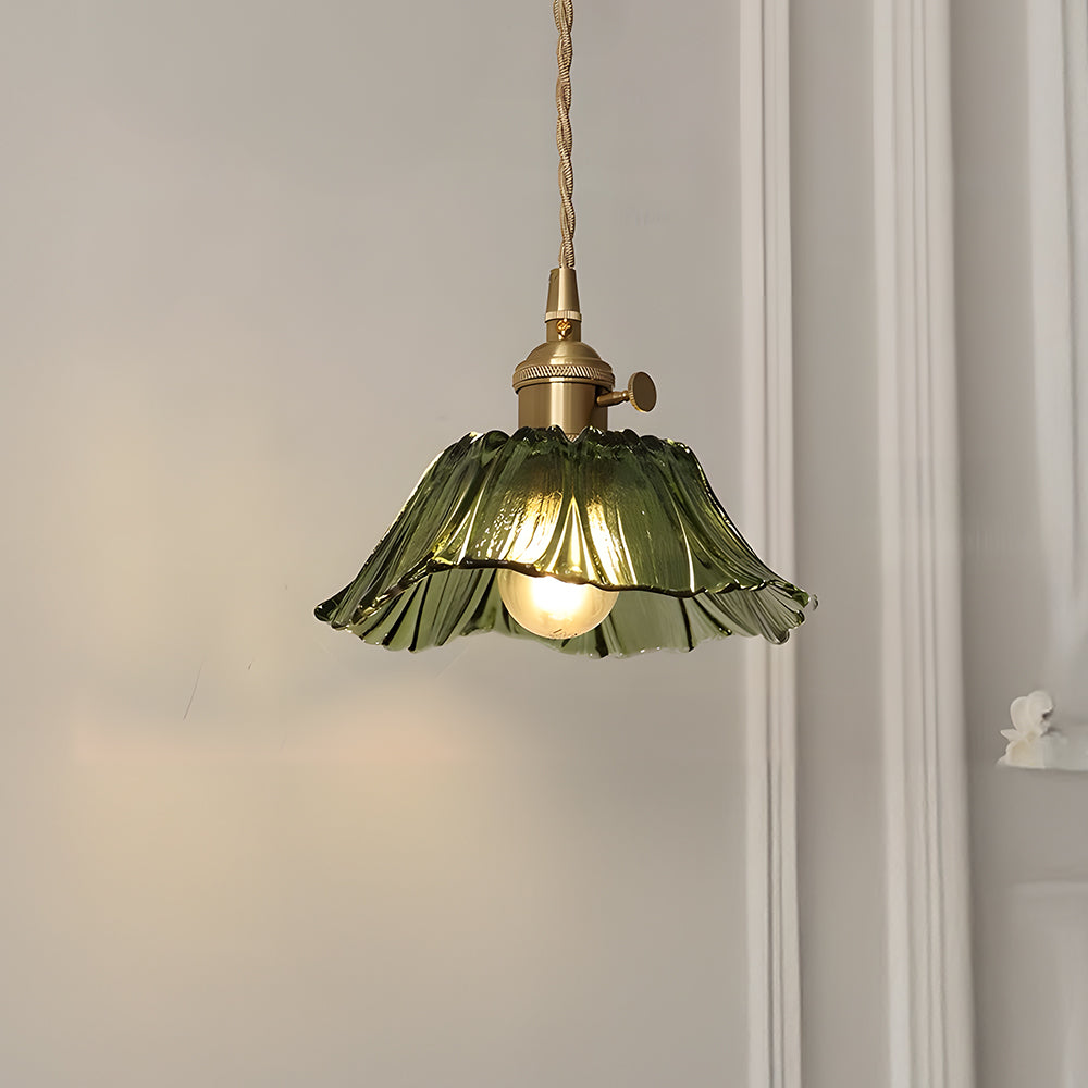 Fitting LED | Vintage Glass Flower Pendant Light for Elegant Decorative Lighting