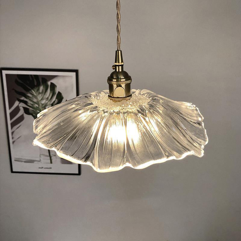 Fitting LED | Vintage Glass Flower Pendant Light for Elegant Decorative Lighting