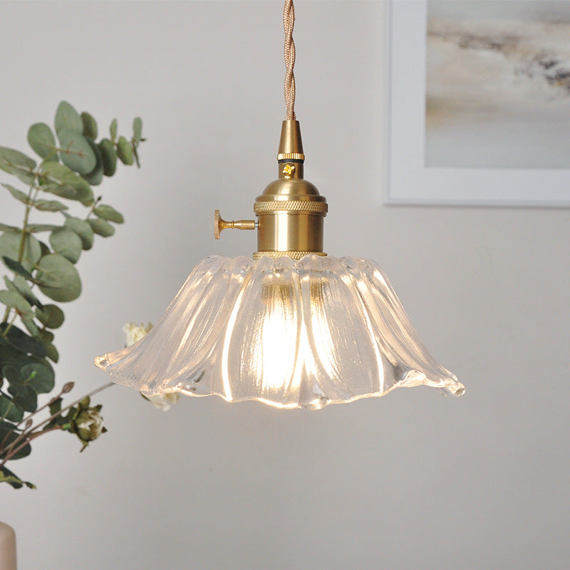 Fitting LED | Vintage Glass Flower Pendant Light for Elegant Decorative Lighting