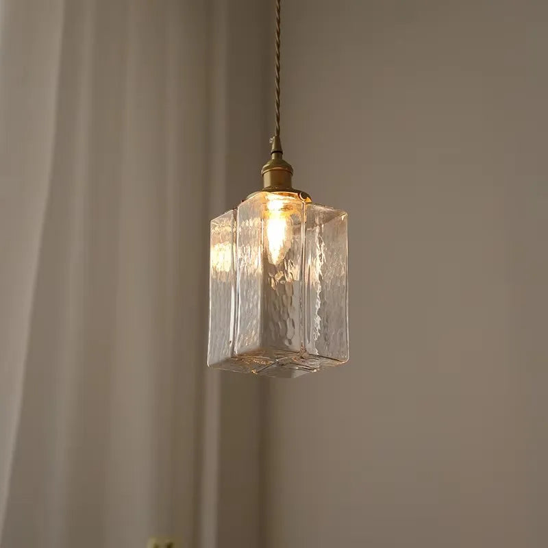 Fitting LED | Vintage Ribbed Glass LED Pendant Light Decorative Hanging Lamp