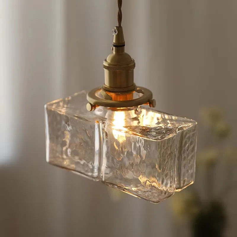 Fitting LED | Vintage Ribbed Glass LED Pendant Light Decorative Hanging Lamp