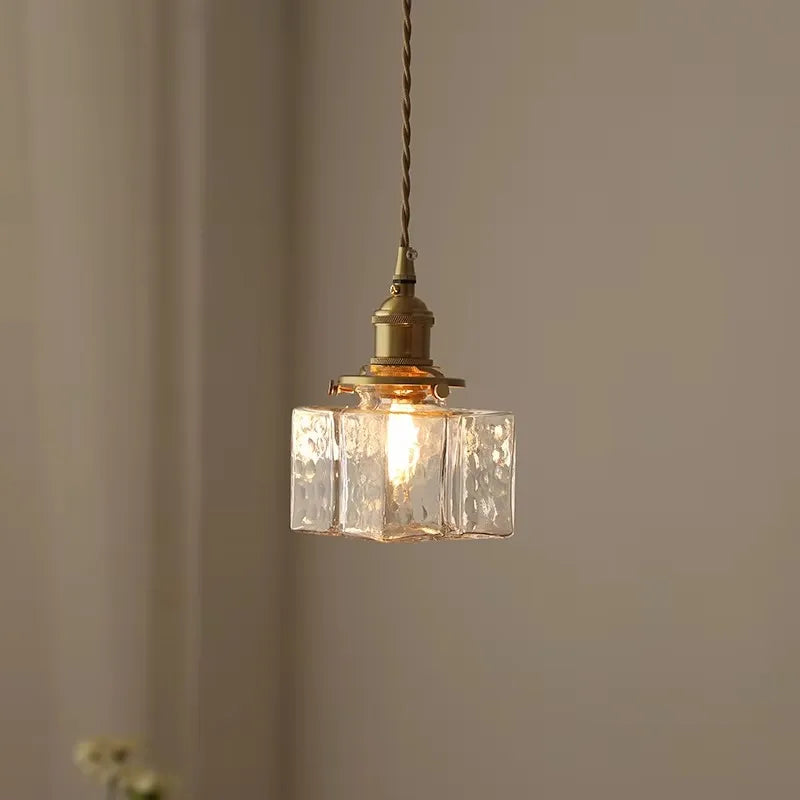 Fitting LED | Vintage Ribbed Glass LED Pendant Light Decorative Hanging Lamp