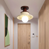 Fitting LED | Vintage Wooden LED Ceiling Light Decorative Flush Mount Lamp