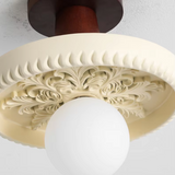 Fitting LED | Vintage Wooden LED Ceiling Light Decorative Flush Mount Lamp