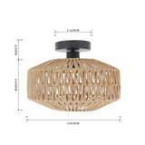Fitting LED | Woven Rattan LED Ceiling Light Boho Flush Mount Lamp